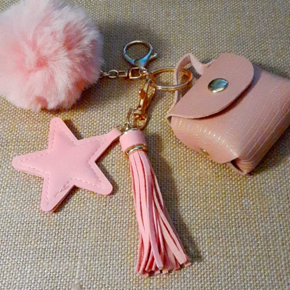 Purse charm or keychain. Pink Star. NEW